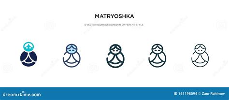 het pictogram van matryoshka in de verschillende illustratie van de stijlvector twee gekleurde