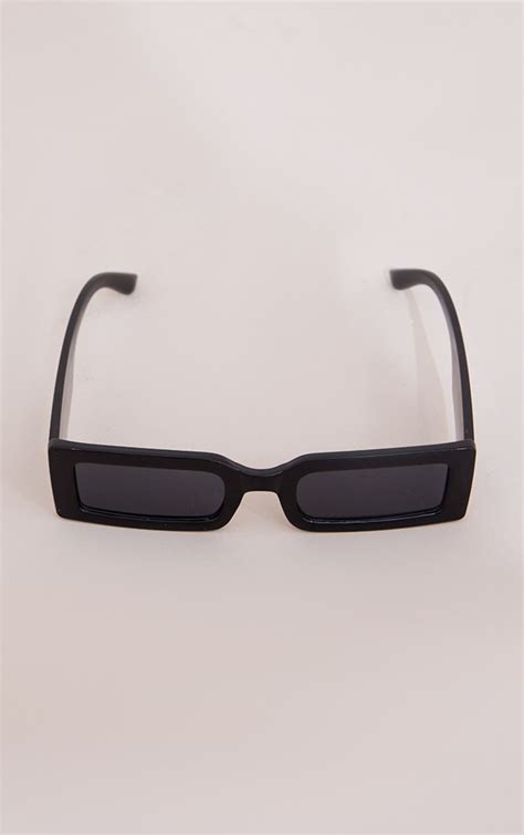 black slim rectangular frame sunglasses prettylittlething aus