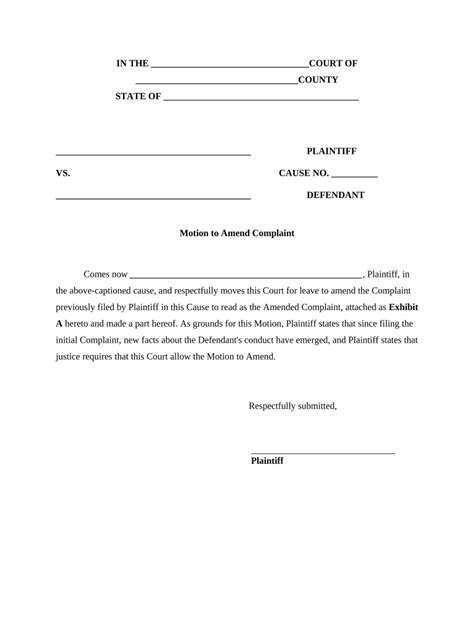 Motion To Amend Complaint Example Doc Template Pdffiller