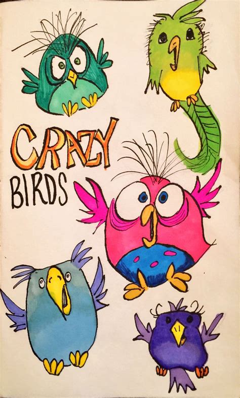 Crazy Birds Drawing Lori Douglas