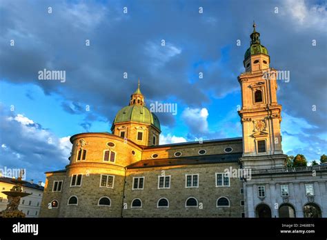 The Famous Salzburg Cathedral Salzburger Dom At Domplatz In Salzburg