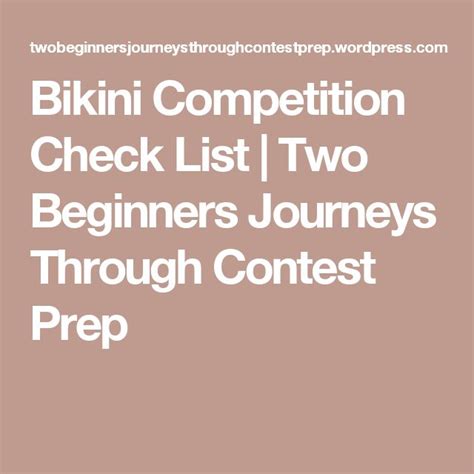 Bikini Competition Check List Bikini Competition Contest Prep