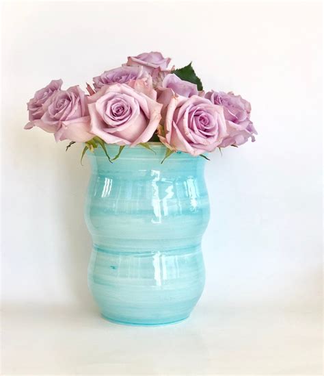 Blue Flower Vase Light Blue Vase Aqua Flower Vase Handmade Vase Ceramic Vase Vase For Mom