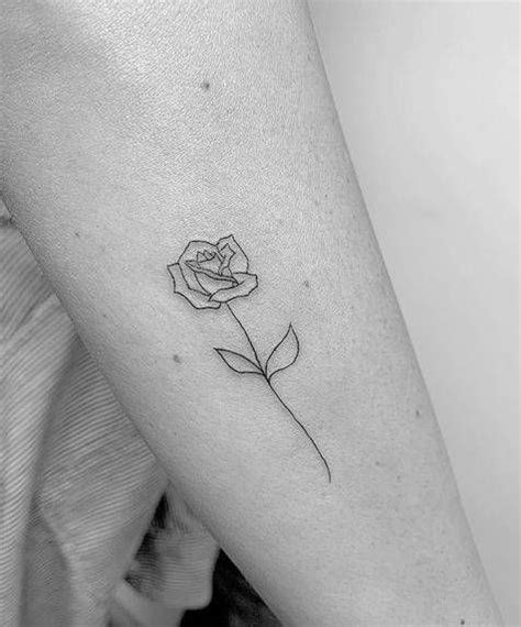 Fine Line Rose Tattoo On The Forearm Small Rose Tattoo Line Drawing