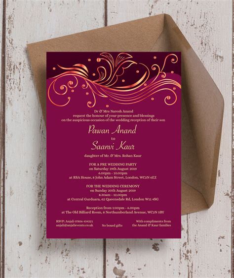 Our collection offers styles and diy designs to for an extra personal touch, choose an invitation that includes your uploaded photos, featured or overlaid with text. Burgundy & Rose Gold Indian / Asian Wedding Invitation ...