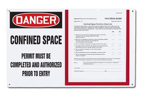 OSHA Danger Permit Holder Board Confined Space Permit Must Be Completed And Authorized Prior