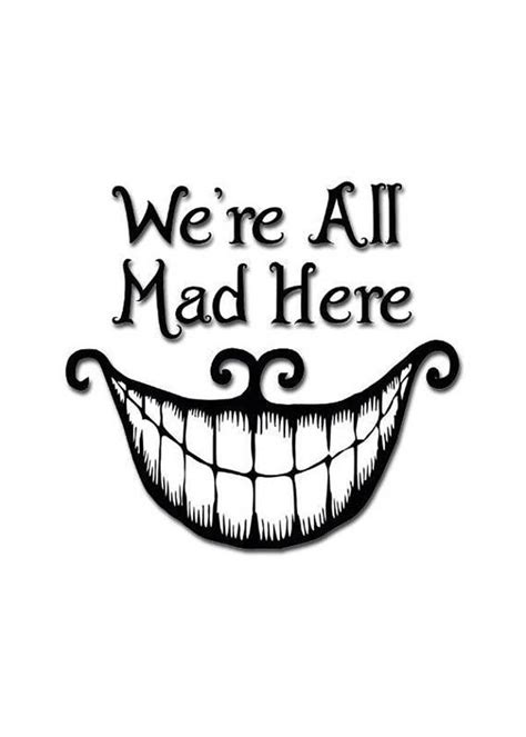 We Are All Mad Here Cheshire Grin Cheshire Cat Vinyl Decal Alice In Wonderland Wall Art