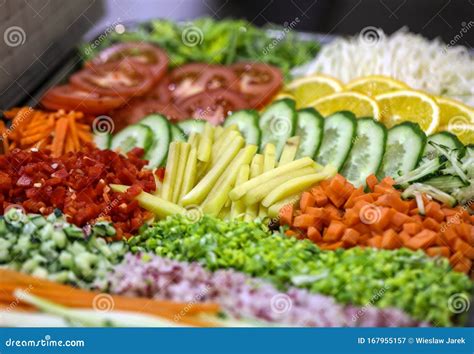 Different Raw Shredded Vegetables And Fruits As An Example Of A Healthy