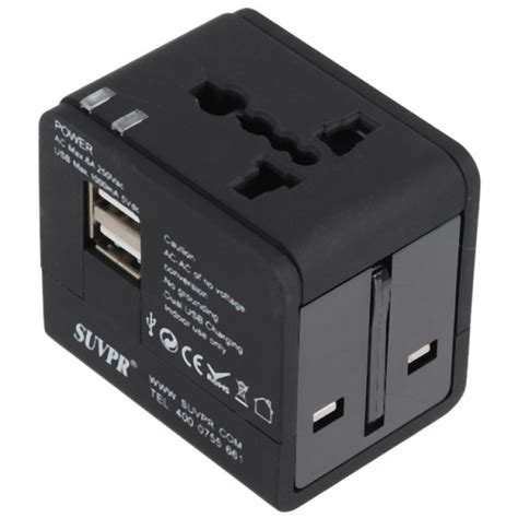 Suvpr Universal Travel Adapter Dual Usb Charger 250vac 6a Max Free