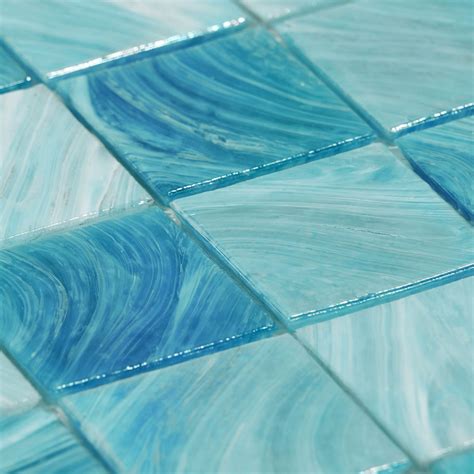 Shop For Aquatic Sky Blue 2x2 Squares Glass Tile At