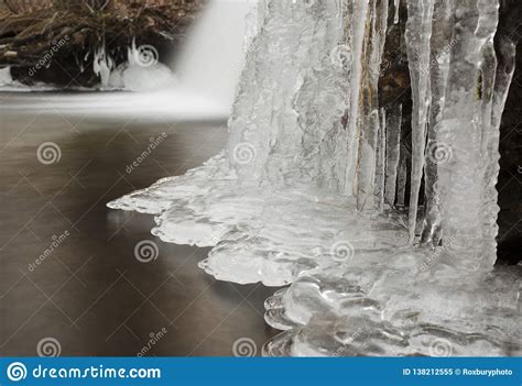 Frozen Waterfall With Icicles Stock Image Image Of Frozen Waterfall