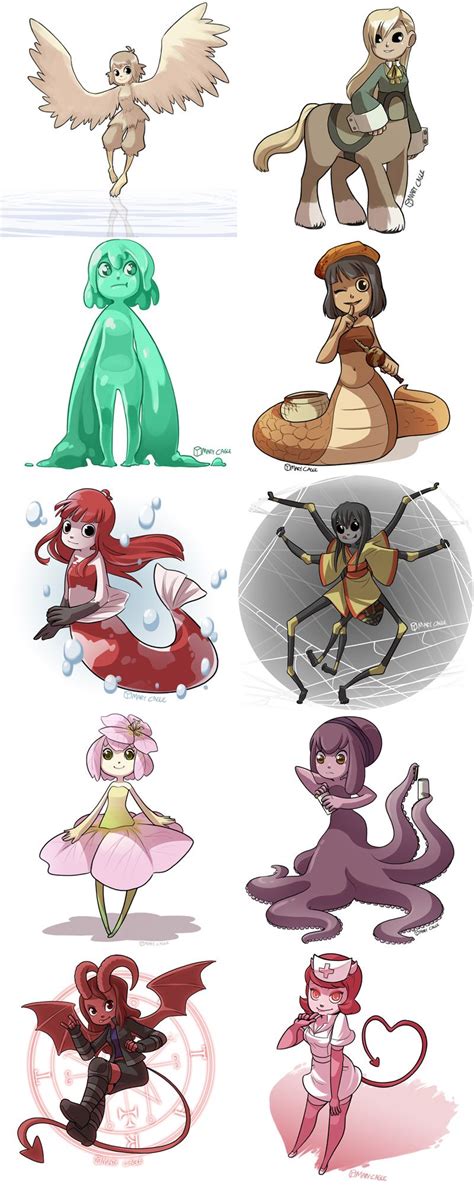 Monster Girls 1 10 By Cubewatermelon On Deviantart Character Art