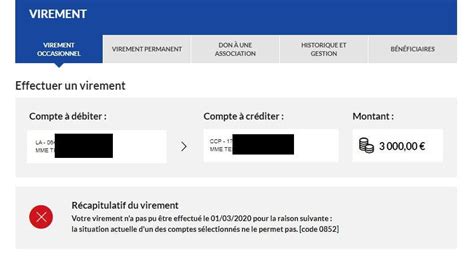 Virement De Livret A Ccp Impossible Code R Solu