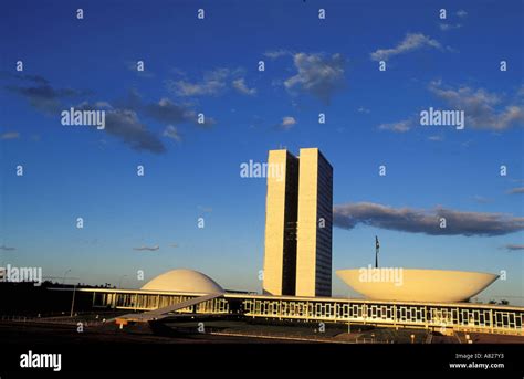 Brazil Brasilia Congress Building Parliament And The Twin Towers