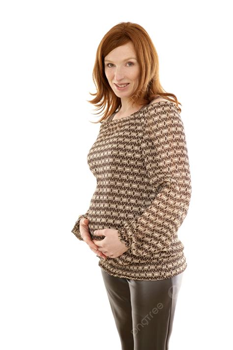 beautiful pregnant redhead woman fashion standing person health photo background and picture for