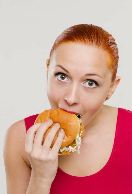 Woman Eating Hamburger Photo Free Download