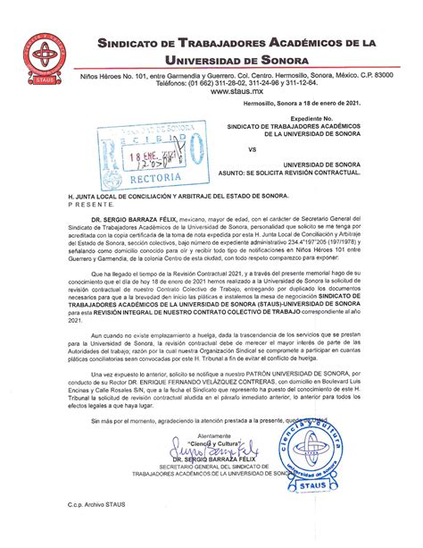 Unidad 12 Solicitud De Revision De Contrato Colectivo Derecho Laboral