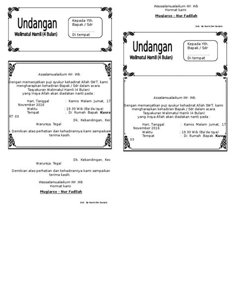 Undangan Walimatul Hamli Pdf