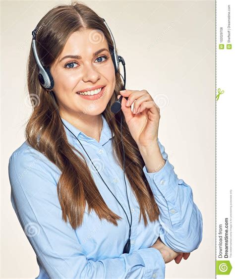 Smiling Woman Support Center Operator Stock Photo Image Of