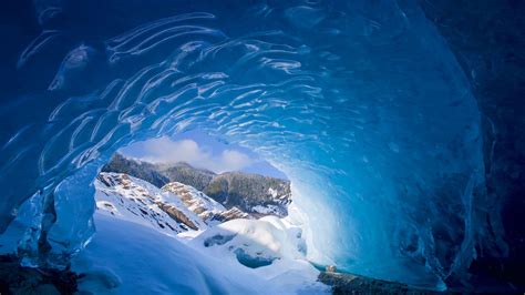 Papel De Parede Panorama Agua Natureza Neve Terra Caverna