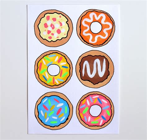 Donuts 3 Pop Art Painting On A4 Paper Artfinder