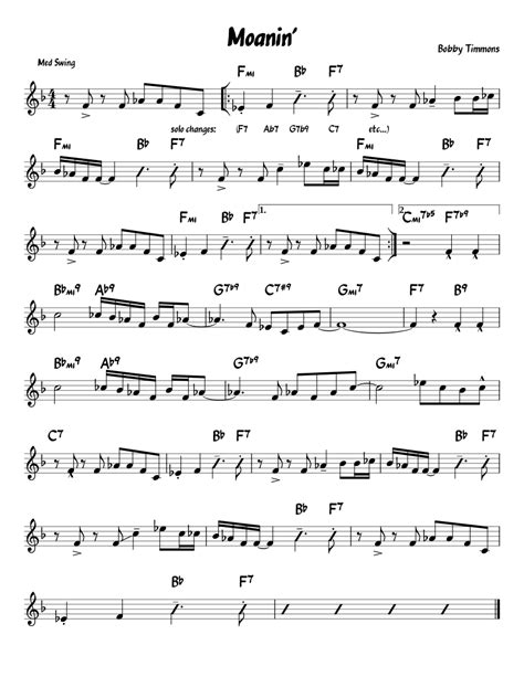 Moanin Sheet Music For Piano Download Free In Pdf Or Midi