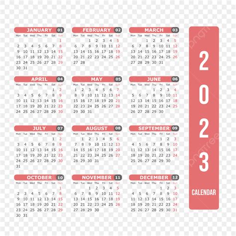 Months 2023 Vector Hd Png Images Calendar 2023 Twelve Months Calendar