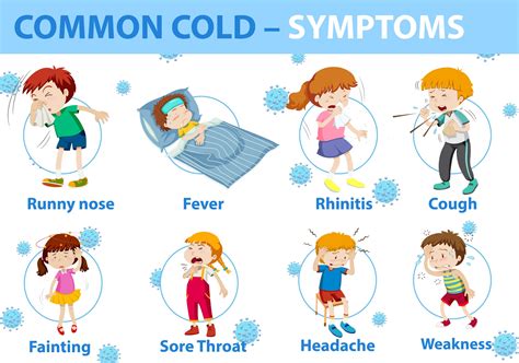 Common Cold Symptoms Cartoon Style Infographic Theayurveda
