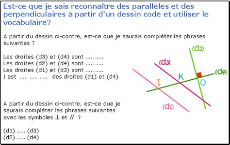 Droites Parallèles Et Droites Perpendiculaires Soutien Scolaire Cours