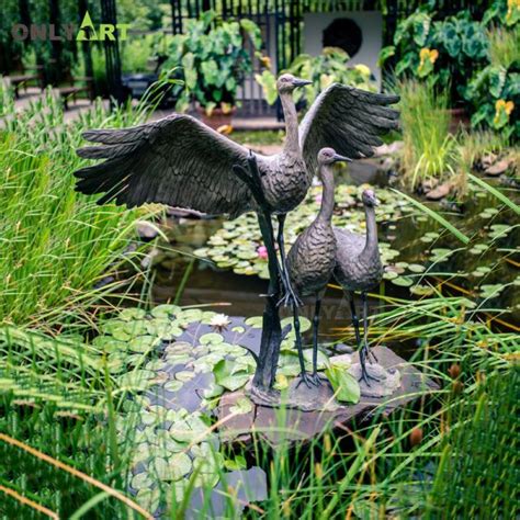 Bronze Crane Statue For Large Water Fountain Oac 8 Onlyart Sculpture