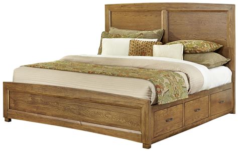 Vaughan Basset Transitions Queen Panel Bed With 2 Side Storage In Dark Oak
