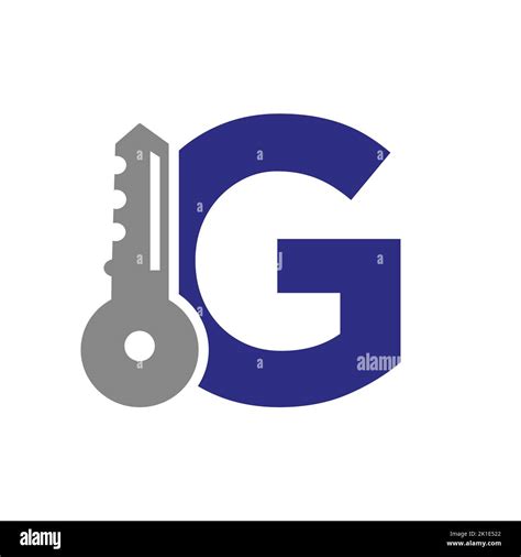 Letter G Key Logo Combine With House Locker Key For Real Estate And House Rental Symbol Vector