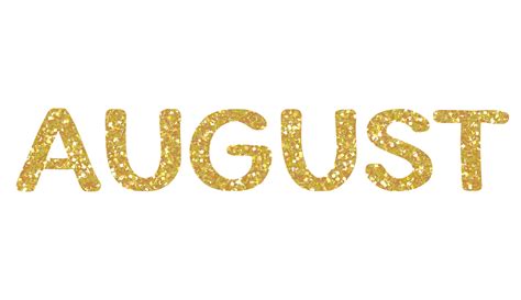 Golden Glitter August Letters Icon August Sign Design For Decorating
