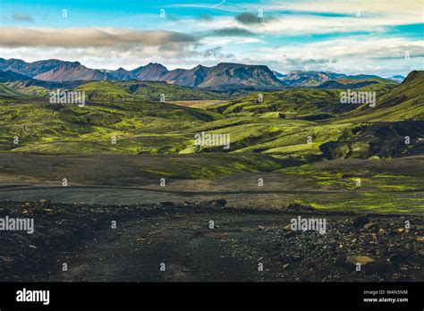 Surreal And Colorful Landscape Of Iceland With Nobody Around Stock