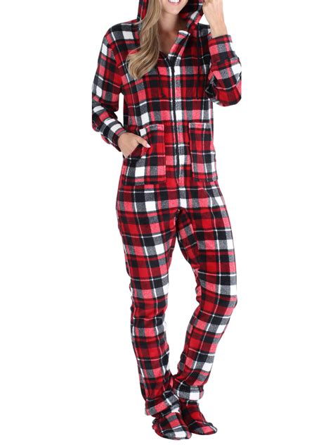 Sleepytimepjs Womens Fleece Hooded Footed Onesie Pajama
