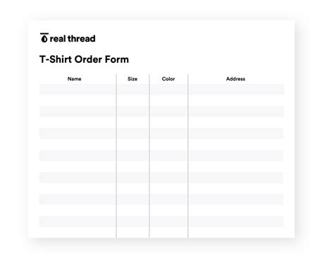 The T Shirt Order Form Template Real Thread