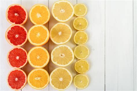 Orange Grapefruit Lemon And Lime Citrus Fruit Slices Stock Image