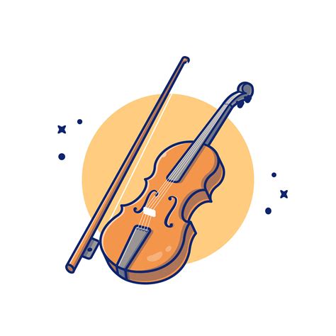 Violin Wood Music Cartoon Vector Icon Illustration Music Instrument