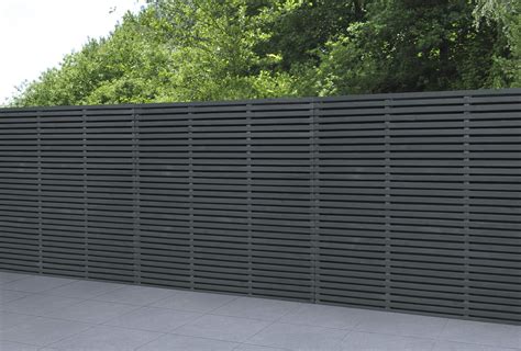 18m X 18m Grey Painted Contemporary Double Slatted Fence Panel