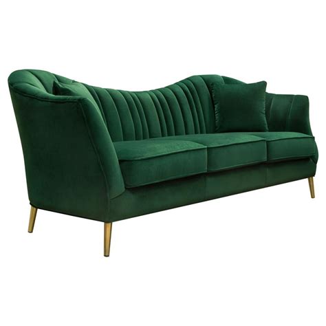 Ava Sofa In Emerald Green Velvet W Gold Leg By Diamond Sofa