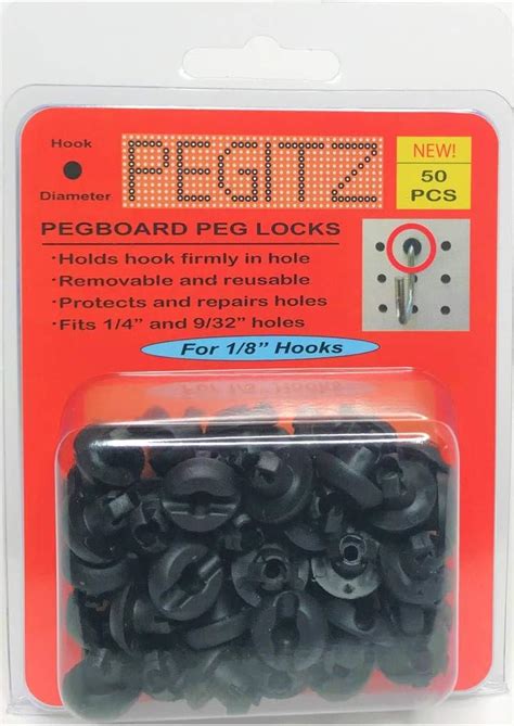 Pegitz Pegboard Peg Locks 50pcs 18 Inch Black