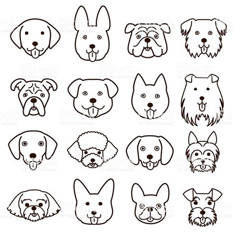 Cute Dogs Faces Line Art Set Dog Line Art Dog Face Drawing Dog
