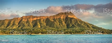 Waikiki Beach And Diamond Head Crater Panorama In Honolulu Stock Photo