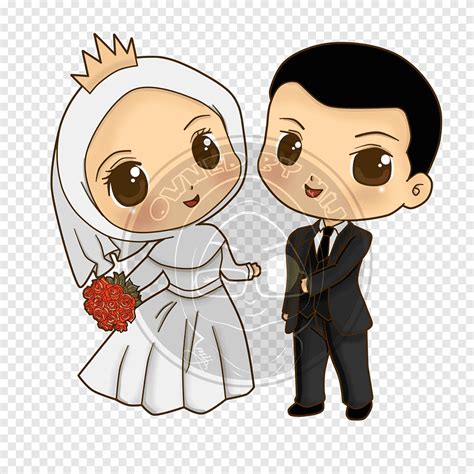 Groom And Bride Illustration Wedding Invitation Cartoon Drawing