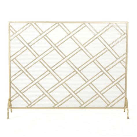 44 Gold Contemporary Single Panel Fireplace Screen