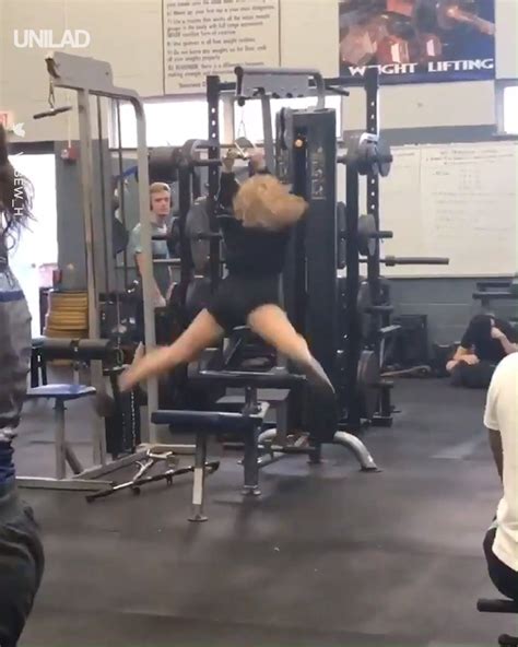 unilad girl on gym machine gets lifted into the air