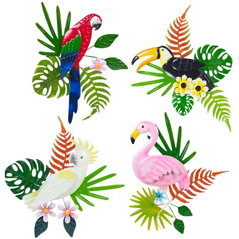 Decorative Tropical Metal Bird Parrot Wall Hanging Home Decor Sculpture