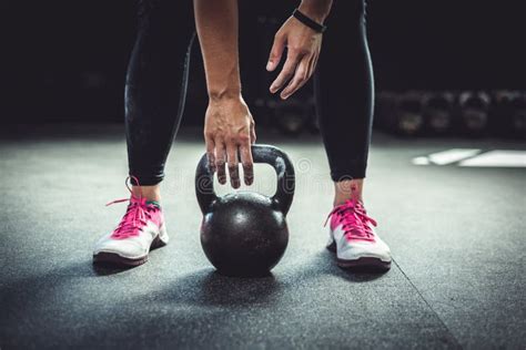 Woman With Kettlebell Stock Photo Image Of Equipment 99396454