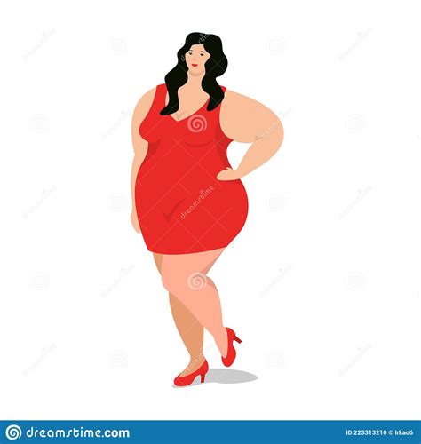 Attractive Overweight Woman Lies On Her Stomach Female Cartoon Flat