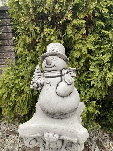 Concrete Snowman Statue Etsy